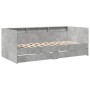 Divano Letto con Cassetti Grigio Cemento 75x190 cm Multistrato