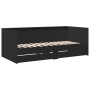 Divano Letto con Cassetti Nero 75x190 cm in Legno Multistrato