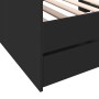 Divano Letto con Cassetti Nero 75x190 cm in Legno Multistrato