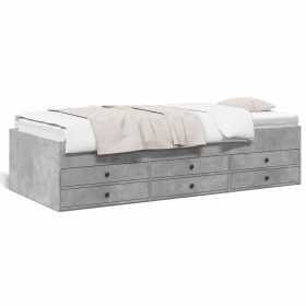 Divano Letto con Cassetti Grigio Cemento 90x200 cm Multistrato