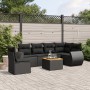 Set Divani da Giardino con Cuscini 7pz Nero Polyrattan