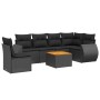 Set Divani da Giardino con Cuscini 7pz Nero Polyrattan