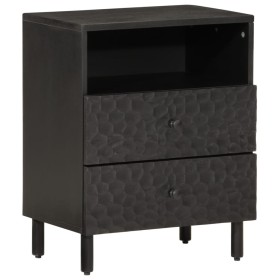 Comodino Nero 50x33x60 cm in Legno Massello di Mango