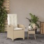 Sedia Reclinabile da Giardino con Cuscini Beige in Polyrattan