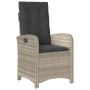 Sedia Reclinabile Giardino con Cuscini Grigio Chiaro Polyrattan