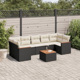 Set Divani da Giardino con Cuscini 8 pz Nero in Polyrattan