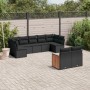 Set Divani da Giardino 9 pz con Cuscini Nero in Polyrattan