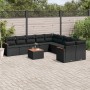 Set Divani da Giardino 11 pz con Cuscini in Polyrattan Nero