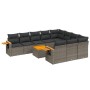 Set Divani da Giardino 11 pz con Cuscini in Polyrattan Grigio