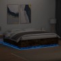Giroletto con Luci LED Rovere Fumo 180x200 cm Legno Multistrato