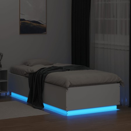 Giroletto con Luci LED Bianco 100x200 cm in Legno Massello