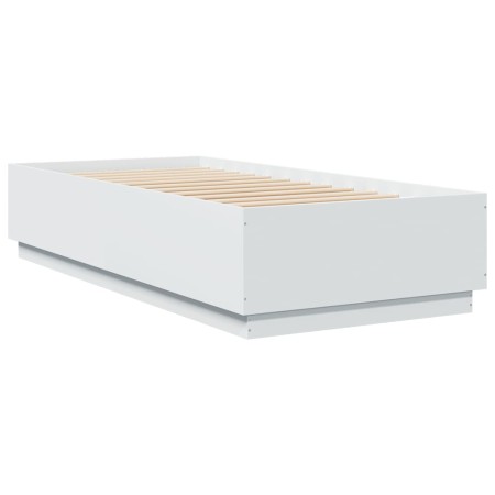 Giroletto con Luci LED Bianco 100x200 cm in Legno Massello