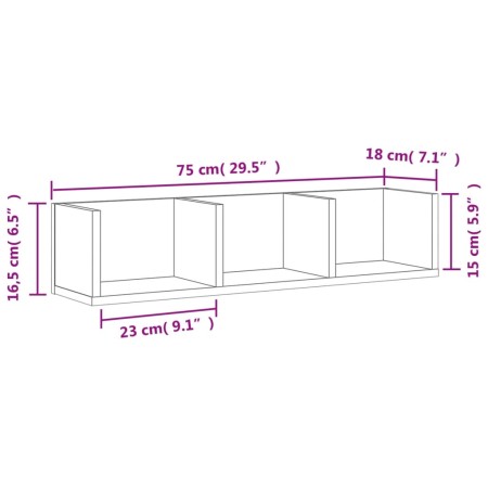 Armadietto a Muro Nero 75x18x16,5 cm in Legno Multistrato