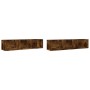 Mobili Parete 2 pz Rovere Fumo 75x18x16,5 cm Legno Multistrato