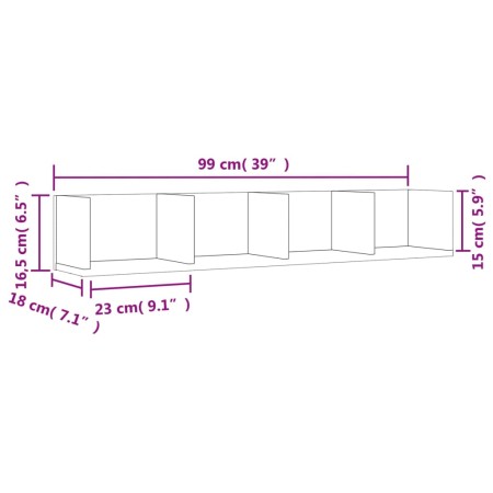 Mobili Parete 2 pz Rovere Fumo 99x18x16,5 cm Legno Multistrato