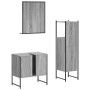 Set Mobili da Bagno 3 pz Grigio Sonoma in Legno Multistrato