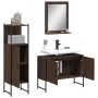 Set Mobili da Bagno 3 pz Rovere Marrone in Legno Multistrato