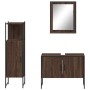 Set Mobili da Bagno 3 pz Rovere Marrone in Legno Multistrato