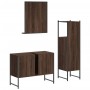 Set Mobili da Bagno 3 pz Rovere Marrone in Legno Multistrato