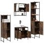 Set Mobili da Bagno 4 pz Rovere Fumo in Legno Multistrato