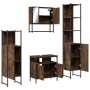 Set Mobili da Bagno 4 pz Rovere Fumo in Legno Multistrato