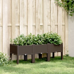 Fioriera da Giardino con Gambe Marrone 120x40x42 cm in PP