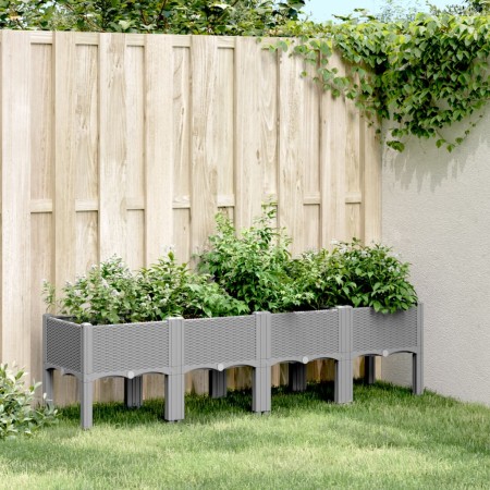 Fioriera da Giardino con Gambe Grigio Chiaro 160x40x42 cm in PP