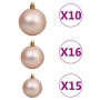 Set Natale con 120 Palline Punta e 300 Luci LED Oro Rosa