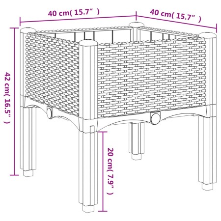 Fioriera da Giardino con Gambe Grigio Chiaro 40x40x42 cm in PP