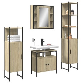 Set Mobili da Bagno 4 pz Rovere Sonoma in Legno Multistrato