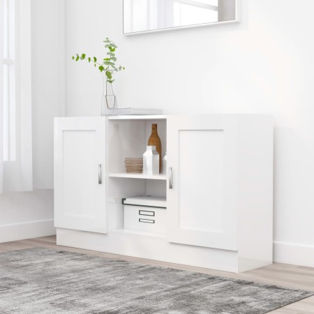 Credenza Bianco Lucido 120x30,5x70 cm in Legno Multistrato