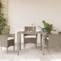 Tavolo Giardino Piano Vetro Grigio Chiaro 90x90x75cm Polyrattan