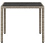 Tavolo Giardino Piano Vetro Grigio Chiaro 90x90x75cm Polyrattan