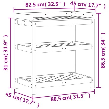 Tavolo Invaso con Ripiani 82,5x45x86,5 cm Legno Impregnato Pino