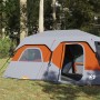 Tenda Campeggio 9 Persone Grigio e Arancione Impermeabile