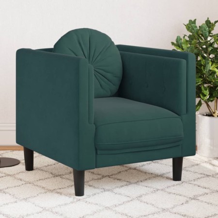 Poltrona con Cuscino Verde Scuro in Velluto