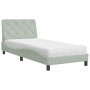 Letto con Materasso Grigio Chiaro 90x190 cm in Velluto