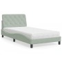 Letto con Materasso Grigio Chiaro 100x200 cm in Velluto