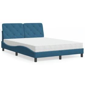 Letto con Materasso Blu 140x190 cm in Velluto