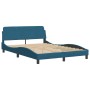 Letto con Materasso Blu 140x190 cm in Velluto