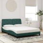 Letto con Materasso Verde Scuro 140x200 cm in Velluto