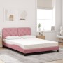 Letto con Materasso Rosa 140x200 cm in Velluto