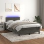 Letto a Molle Materasso e LED Grigio Scuro 120x190cm in Velluto