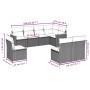 Set Divano da Giardino 8 pz con Cuscini Grigio in Polyrattan