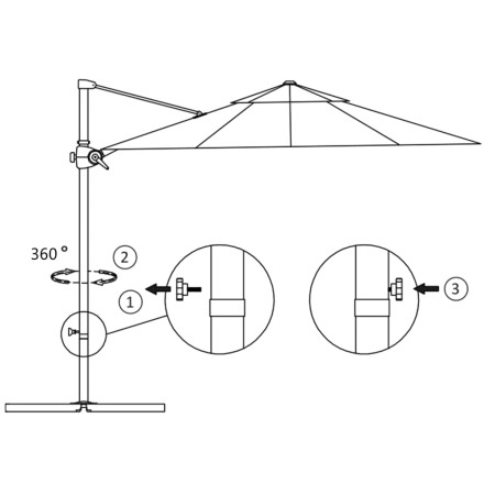 Ombrellone a Sbalzo con Palo in Acciaio 250x250cm Antracite