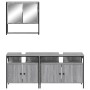 Set Mobili da Bagno 3 pz Grigio Sonoma in Legno Multistrato