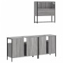 Set Mobili da Bagno 3 pz Grigio Sonoma in Legno Multistrato