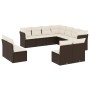 Set Divani da Giardino 11 pz con Cuscini Polyrattan Marrone