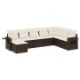 Set Divani da Giardino 8 pz con Cuscini Marrone in Polyrattan