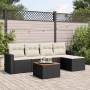 Set Divano da Giardino 6 pz con Cuscini Nero in Polyrattan